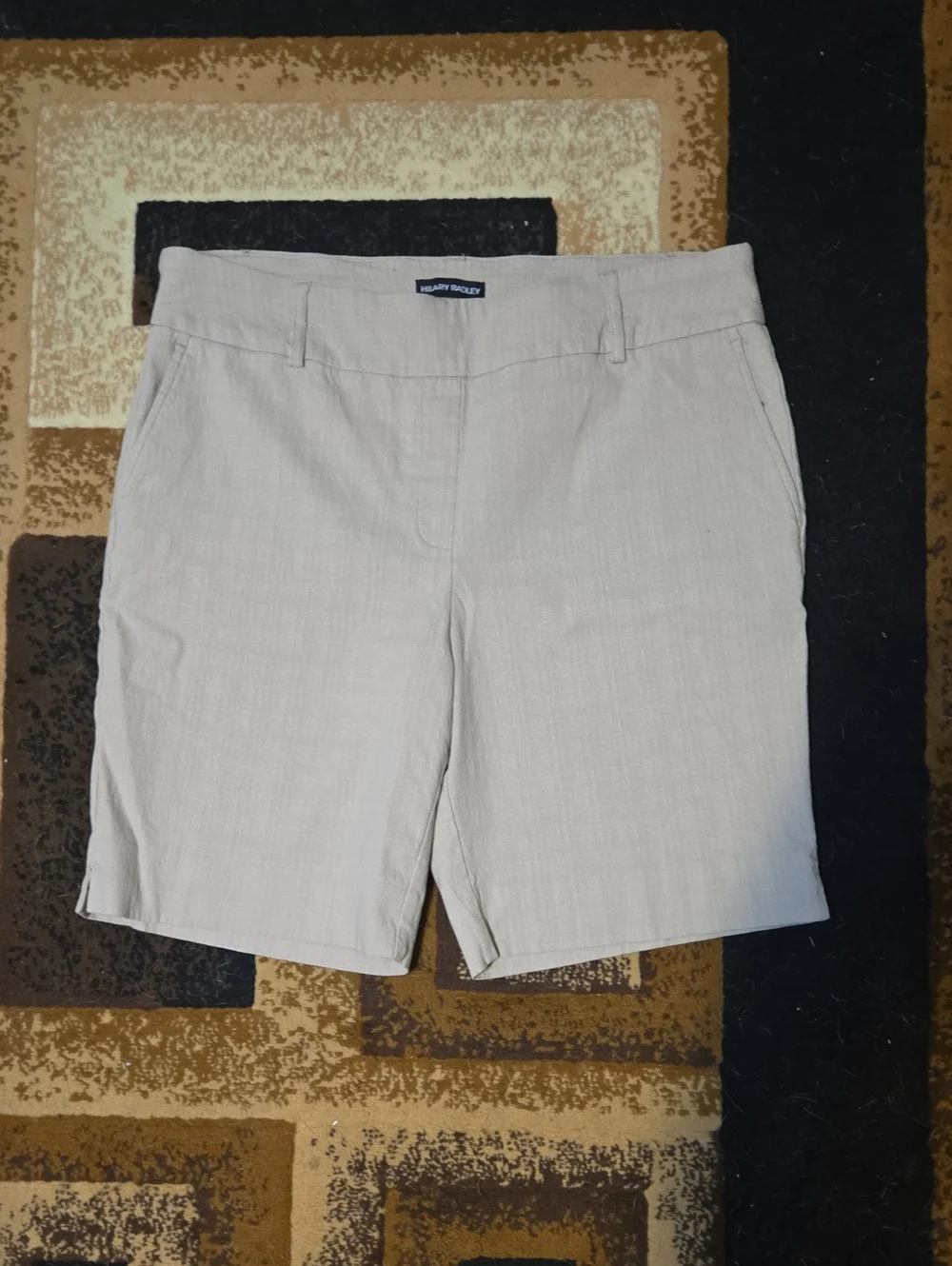 Hilary Radley Beige Linen-Blend Bermuda Shorts